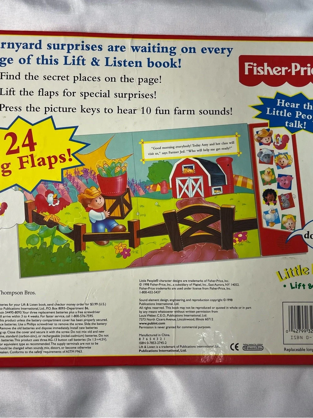 Vintage 1998 Fisher Price Little People On The Farm Lift &‎ Listen Book Rare